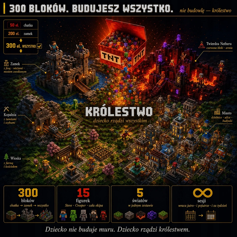 MINECRAFT magnetinės plytos 300 vnt + 15 figūrėlių TNT dėžutė, dovana 3+