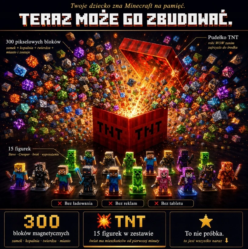 MINECRAFT magnetinės plytos 300 vnt + 15 figūrėlių TNT dėžutė, dovana 3+