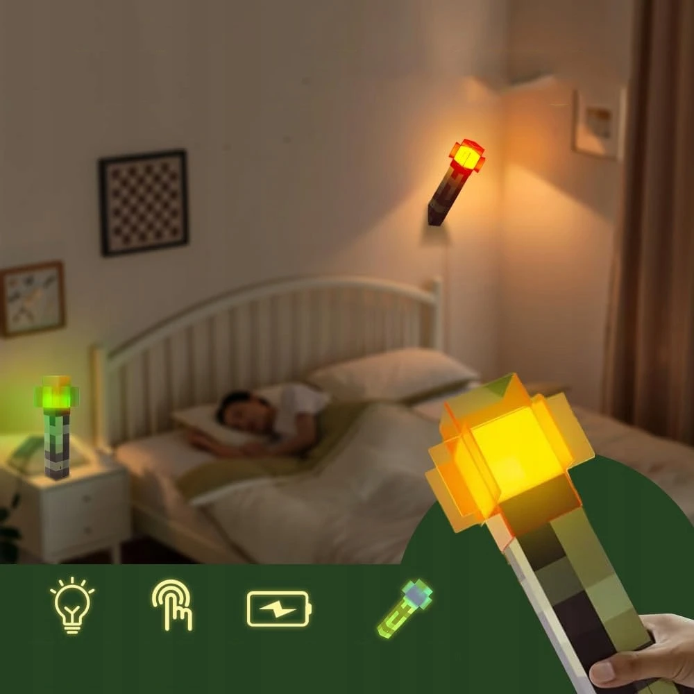 MINECRAFT NAKTINĖ LEMPA ŽAIDIMŲ KAMBARIO DEKOLAS MIGAMOJOJE USB naktinė lempa