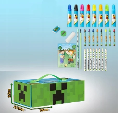 MINECRAFT Rinkinys artystyczny kredki farby flamastry do malowania rysowania