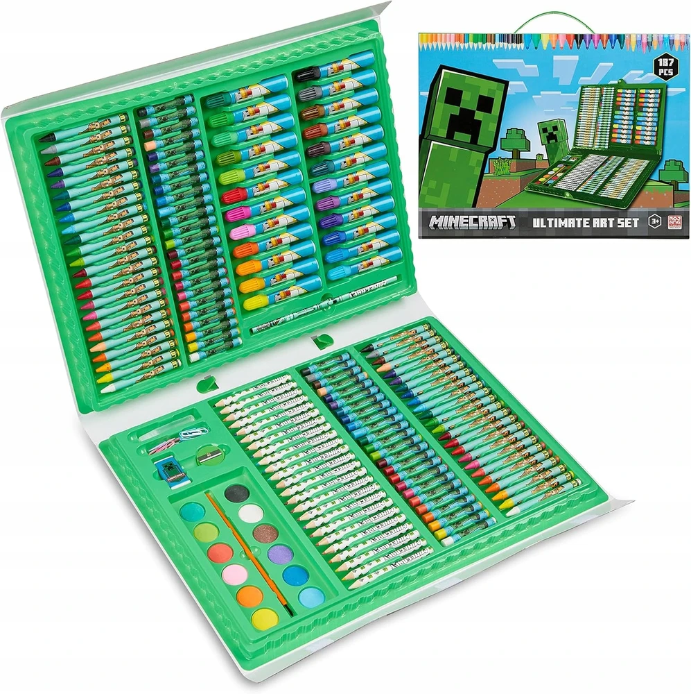 MINECRAFT Rinkinys artystyczny kredki farby flamastry do malowania rysowania