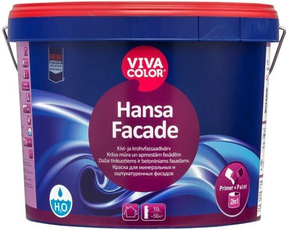Mineralinių fasadų dažai VIVACOLOR HANSA FACADE, baltos sp., LA bazė, 9 l