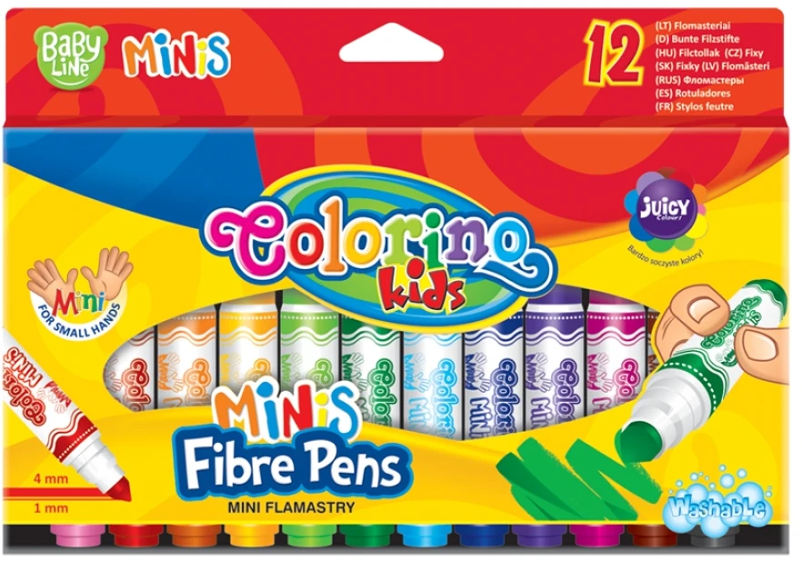 COLORINO KIDS flomasteriai Mini, 12 spalvų, 32117PTR