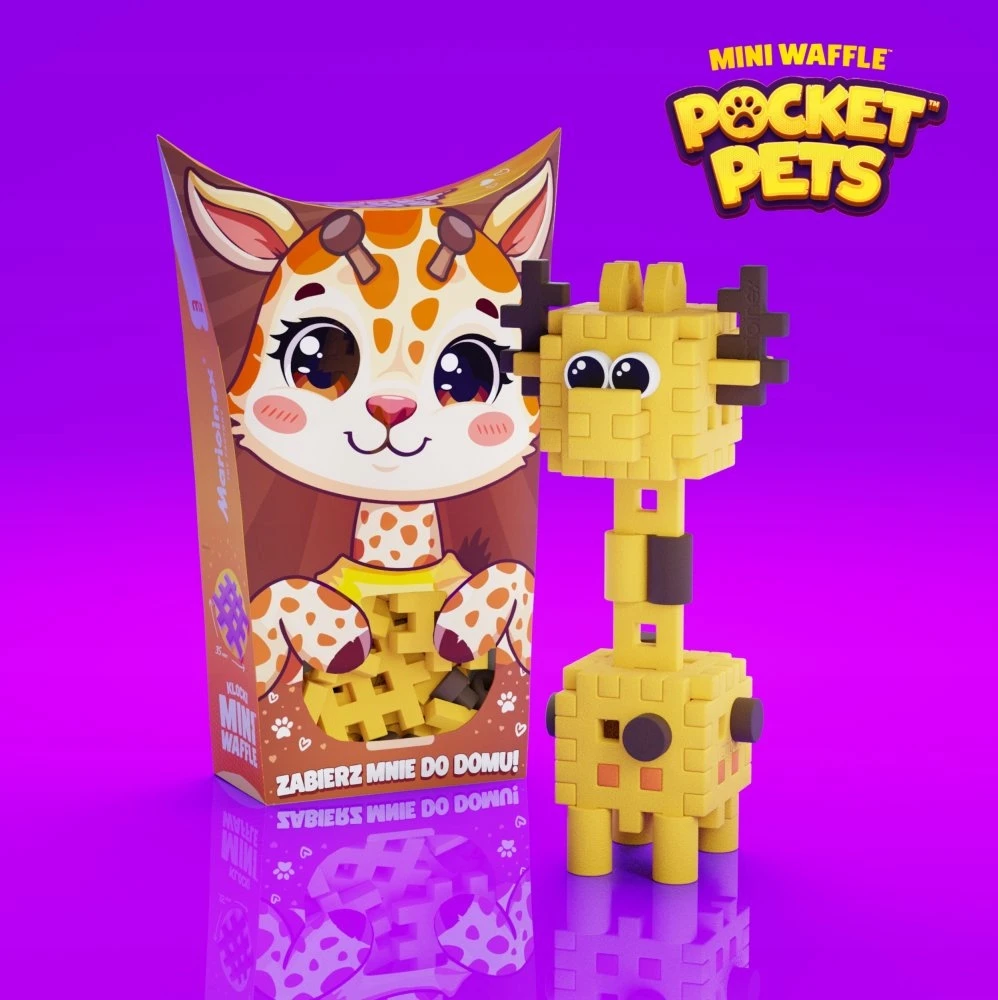 Marioinex Mini Waffle Pocket Pets kaladėlės Žirafa 35 vnt. vaikams ZA6660