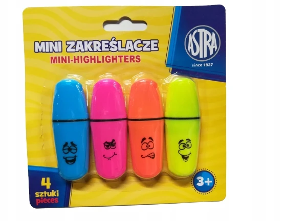 Mini žymekliai Astra, 4 spalvos, 4 vnt.