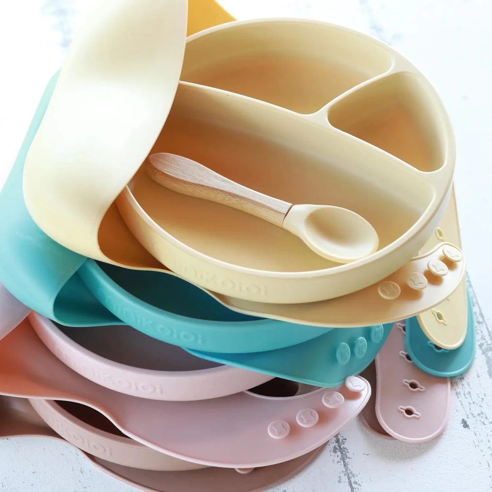 Minikoioi Kūdikių maitinimo rinkinys Silikoninis medis 3 elementai Geltona