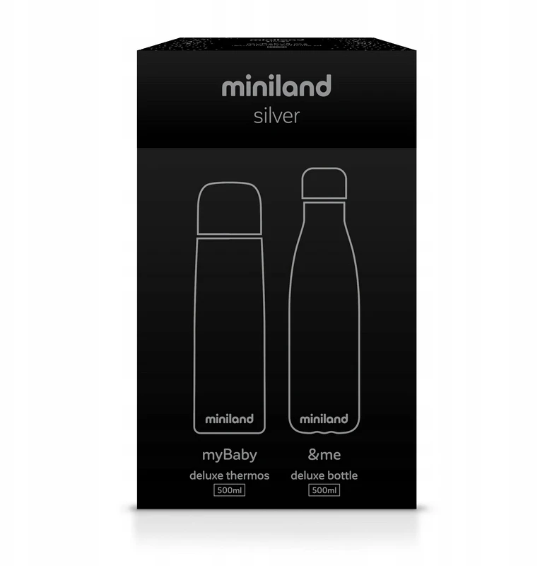 Miniland, Deluxe, Termosas vaikui + buteliukas tėveliams, Sidabrinis, 500 ml