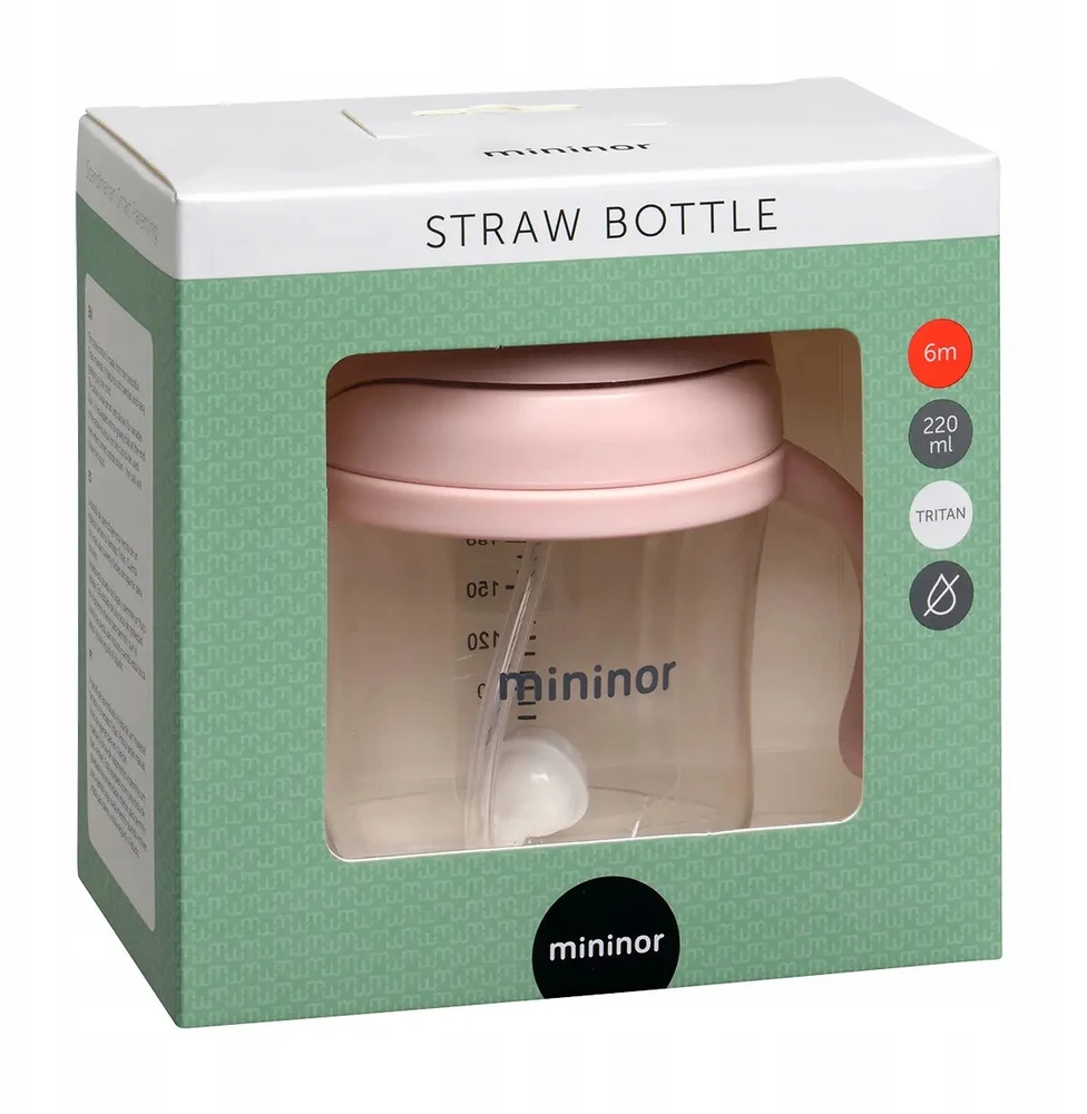 Mininor Global Aps „Miniror Global“ – šiaudinis butelis iš tritano, 220 ml – rožinis (14242)