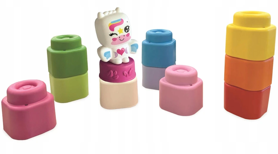 MINKŠČIŲ KALUKŲ RINKINYS 10 ELEMENTŲ BABY UNICORN VIENRAGIS CLEMMY CLEMENTONI