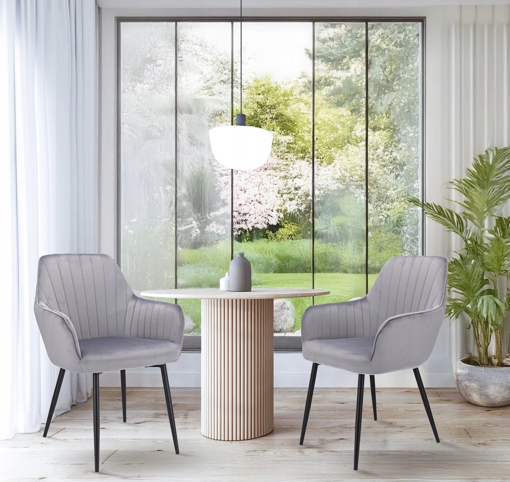 Minkšta aksominė KĖDĖ svetainei CORA virtuvė valgomajam pilka JUMIhome
