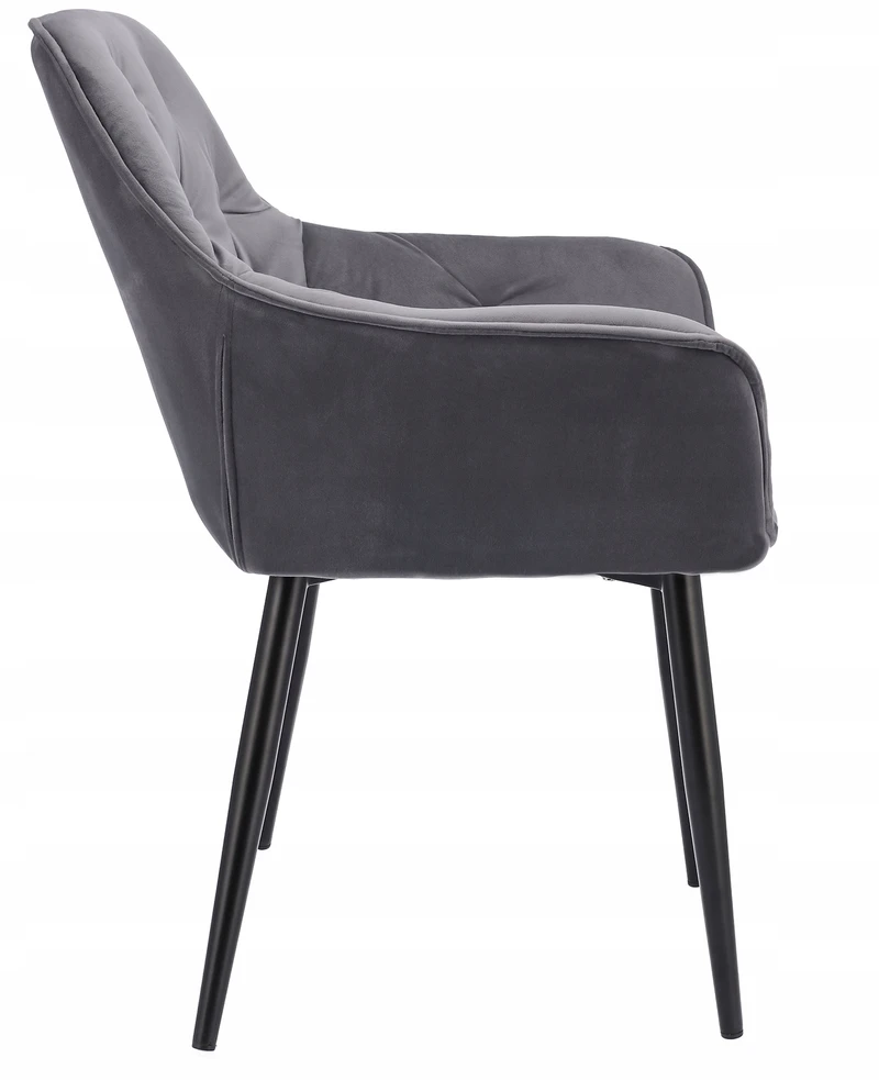Minkšta aksominė kėdė svetainei, QUILTED virtuvei, LARGO, pilka JUMIhome