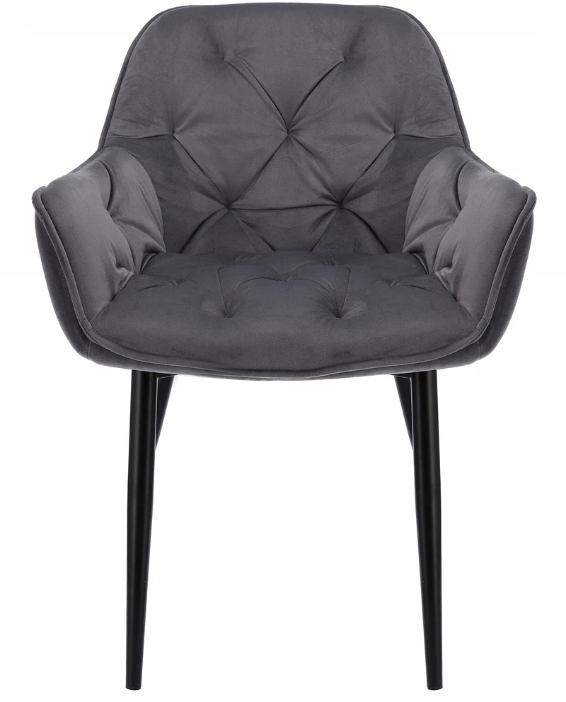 Minkšta aksominė kėdė svetainei, QUILTED virtuvei, LARGO, pilka JUMIhome