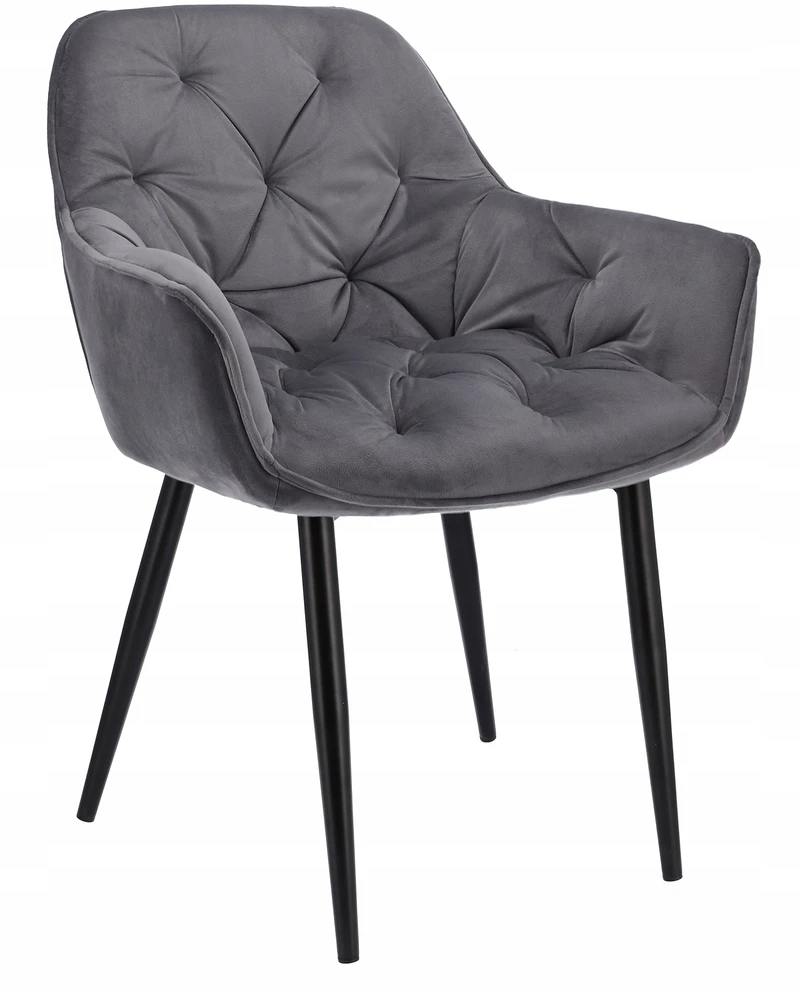 Minkšta aksominė kėdė svetainei, QUILTED virtuvei, LARGO, pilka JUMIhome