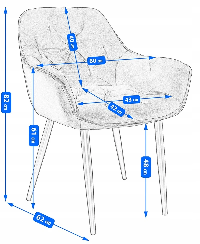 Minkšta aksominė kėdė svetainei, QUILTED virtuvei, LARGO, pilka JUMIhome