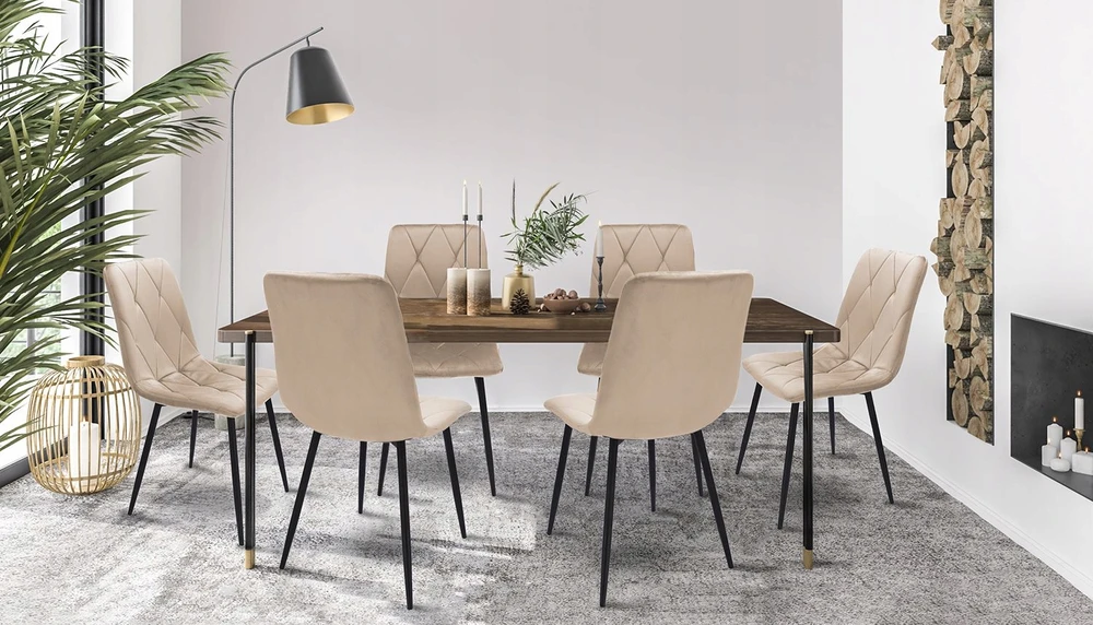 MINKŠTA KĖDĖ dygsniuota VELUR aksominė moderni PIADO smėlio spalvos JUMIhome