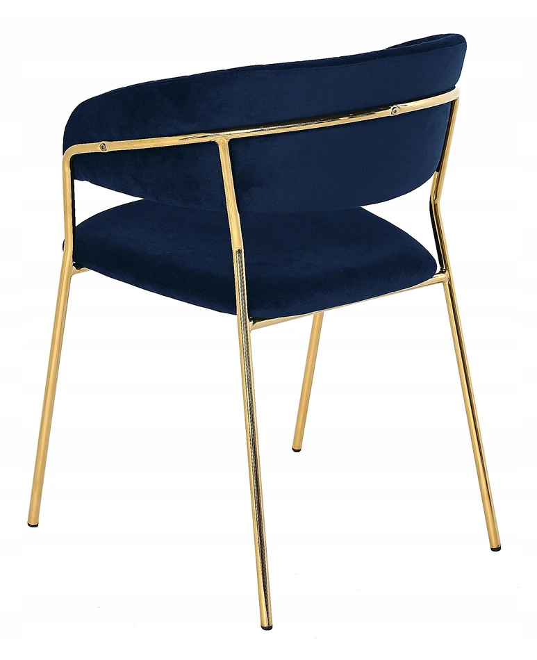 Minkšta kėdė, fotelis virtuvei, valgomajam, svetainei, Nubo Velvet Dark Mėlyna