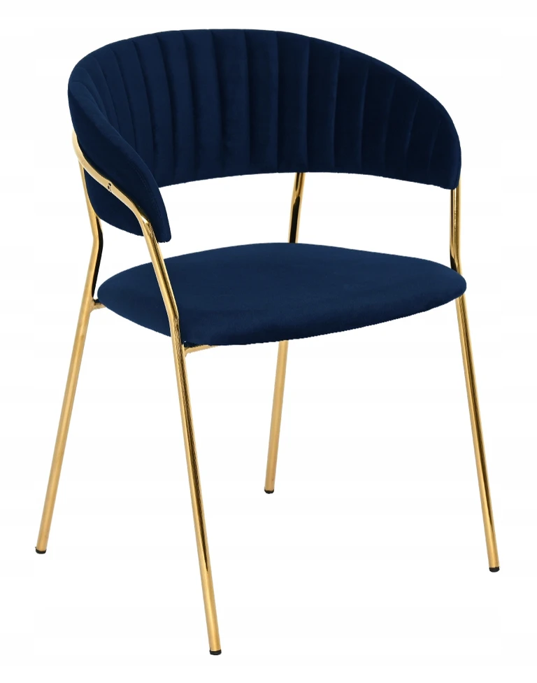Minkšta kėdė, fotelis virtuvei, valgomajam, svetainei, Nubo Velvet Dark Mėlyna