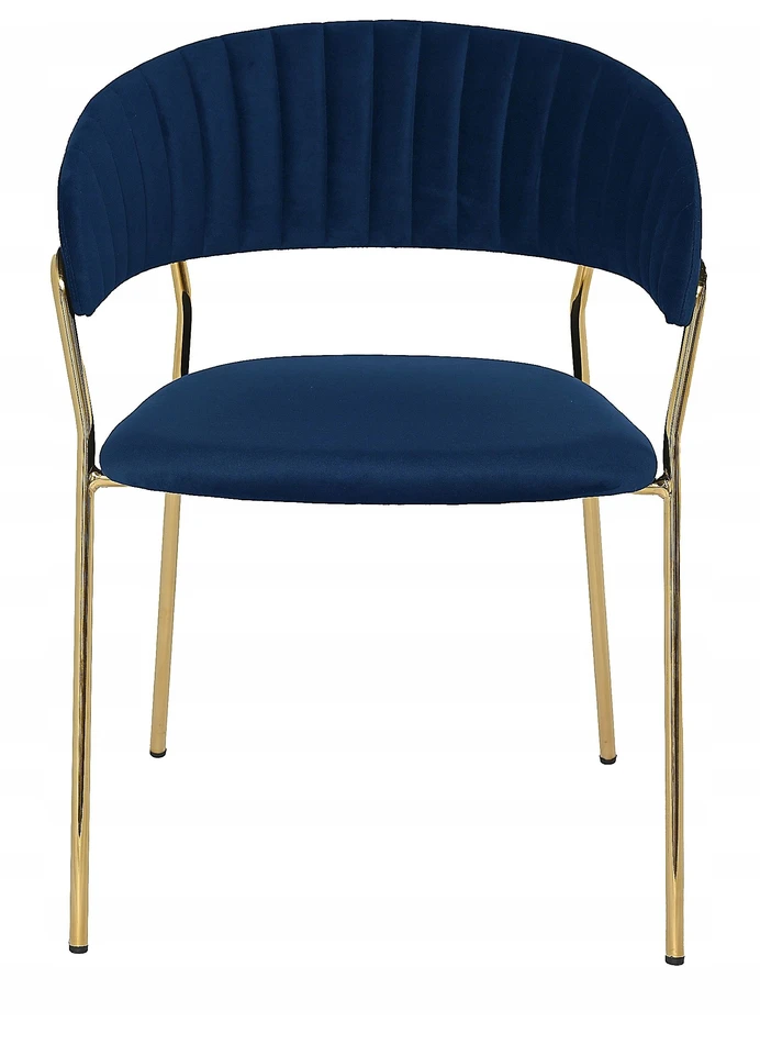 Minkšta kėdė, fotelis virtuvei, valgomajam, svetainei, Nubo Velvet Dark Mėlyna