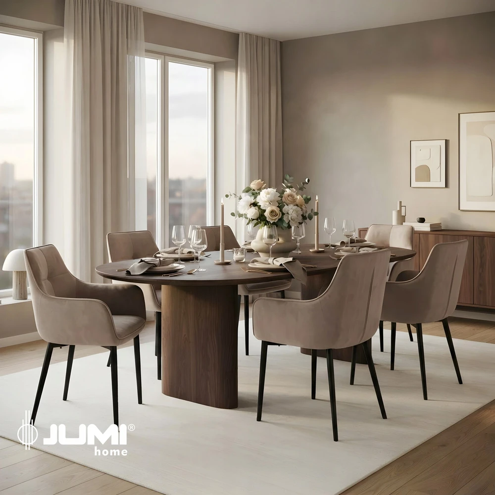 Minkšta kėdė valgomajam SVEIKATAS aksomas MODERN smėlio spalvos ALMA JUMIhome