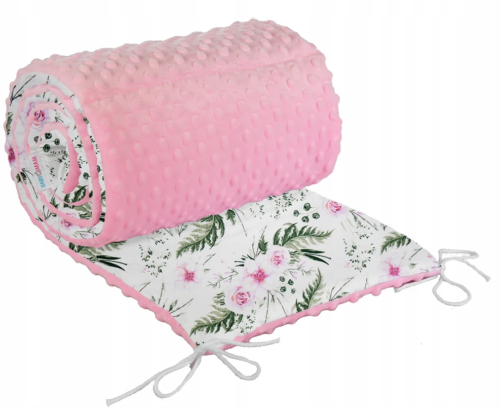 Minkšta kūdikio lovytės apsauga Babymam 180x30, rožinė/balta