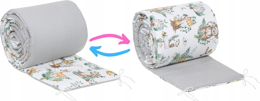 Minkšta kūdikio lovytės apsauga Babymam Miškas, 180x30 cm, pilka