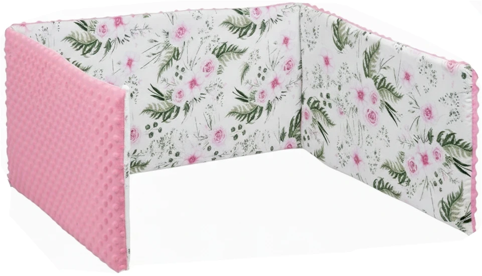 Minkšta kūdikio lovytės apsauga Babymam 180x30, rožinė/balta