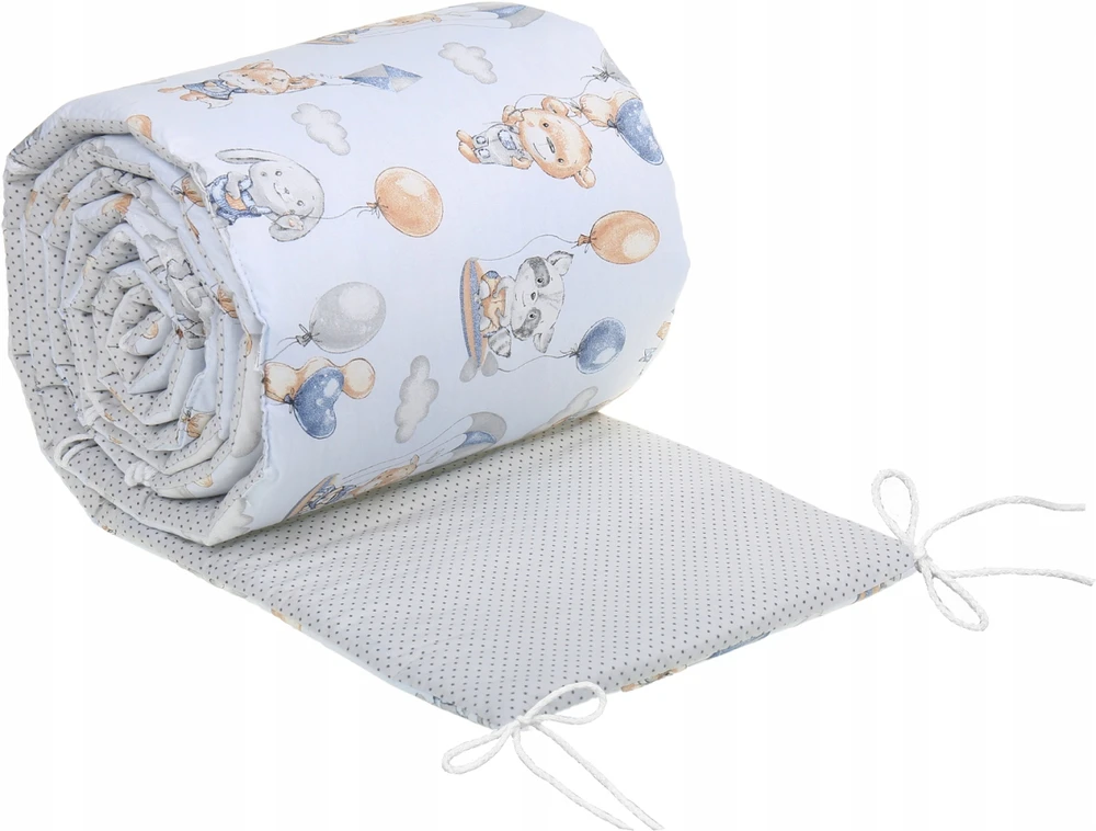 Minkšta kūdikio lovytės apsauga Babymam Balionai, 180x30 cm, mėlyna