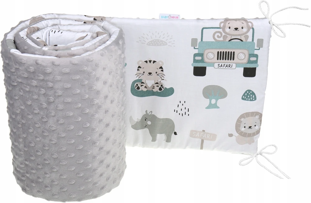 Minkšta kūdikio lovytės apsauga Babymam 180x30, pilka/balta
