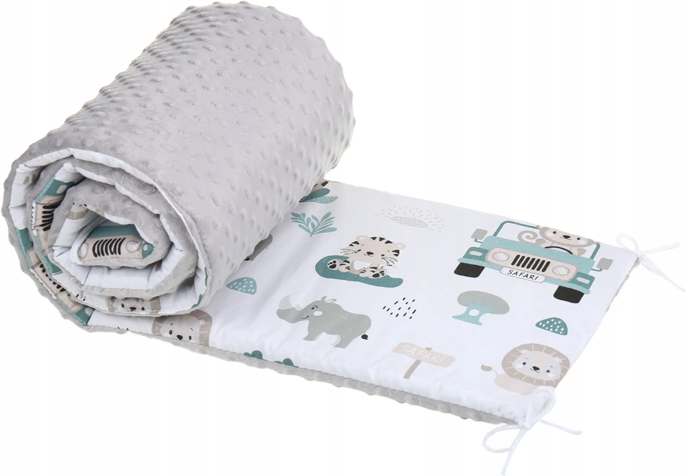 Minkšta kūdikio lovytės apsauga Babymam 180x30, pilka/balta
