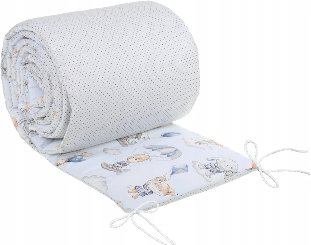 Minkšta kūdikio lovytės apsauga Babymam Balionai, 180x30 cm, mėlyna