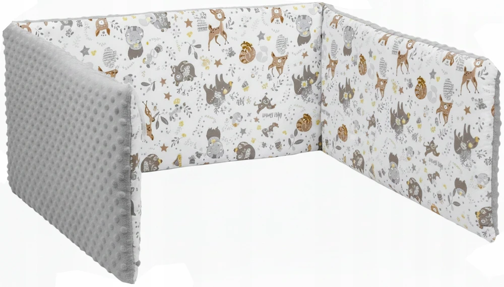 Minkšta kūdikio lovytės apsauga Babymam 180x30, pilka/balta