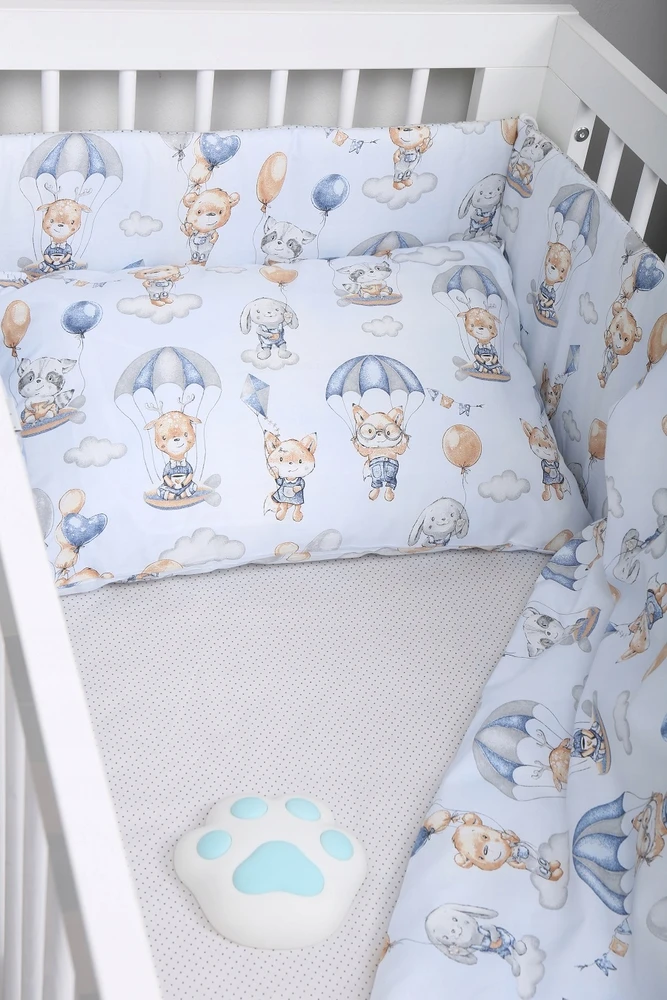 Minkšta kūdikio lovytės apsauga Babymam Balionai, 180x30 cm, mėlyna