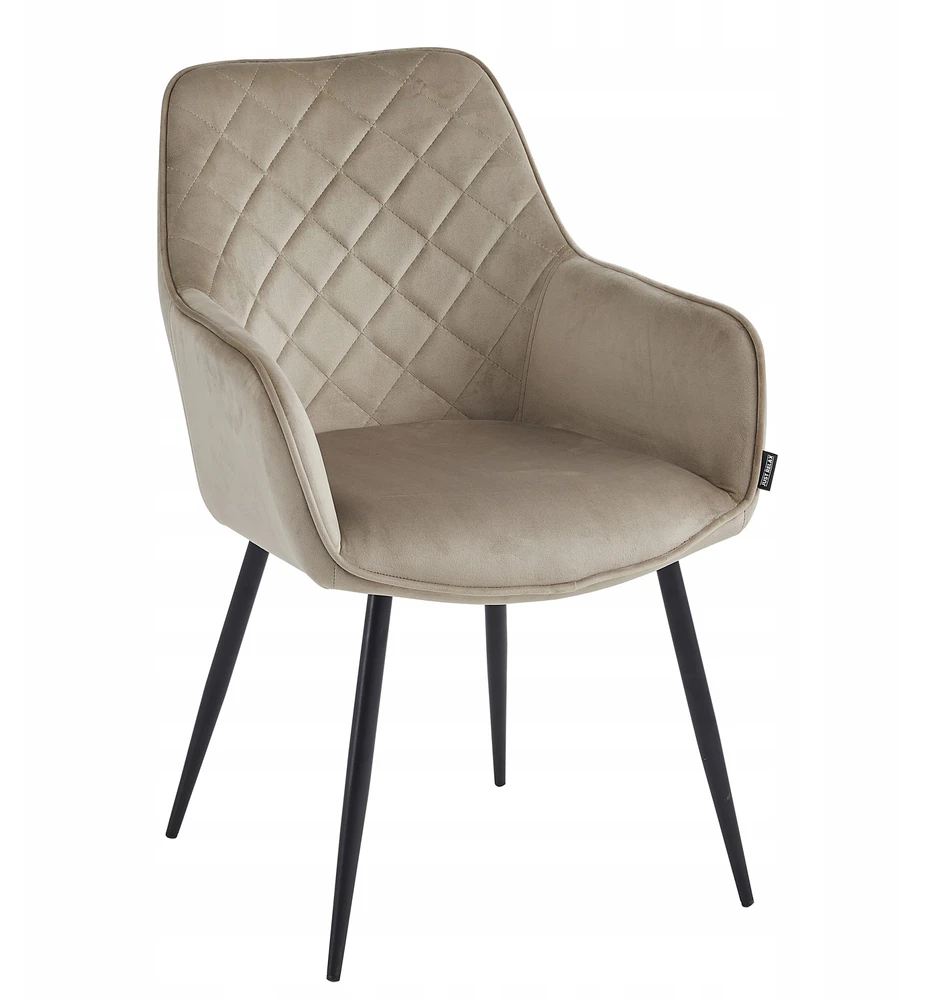 Just Relax Minkšta VELVET kėdė valgomajam, svetainei, QUILTED glamour BEIGE