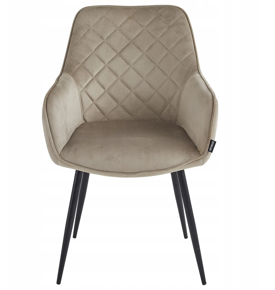 Just Relax Minkšta VELVET kėdė valgomajam, svetainei, QUILTED glamour BEIGE