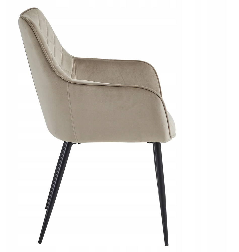 Just Relax Minkšta VELVET kėdė valgomajam, svetainei, QUILTED glamour BEIGE