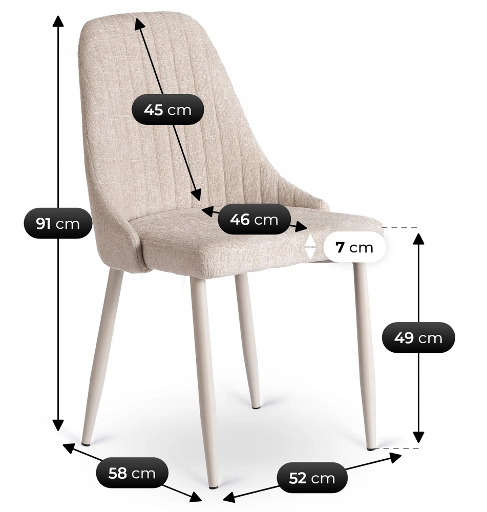 Mebel Elite Minkšta virtuvės audinio kėdė, skirta svetainei valgomajam Cashmere TORINO