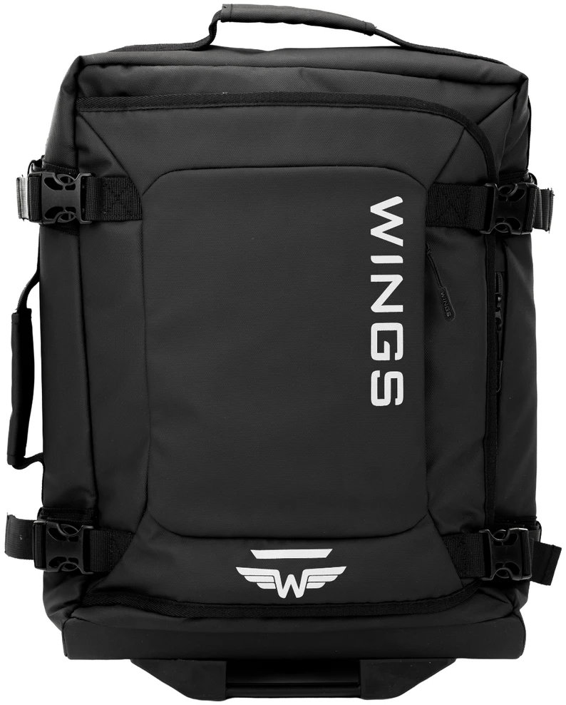 Minkštas kabininis lagaminas WINGS ROOK 20” Juodas vandeniui atspari medžiaga ir užtrauktukai 33 L talpa reguliuojama kompresiniais diržais patogiam riedėjimui