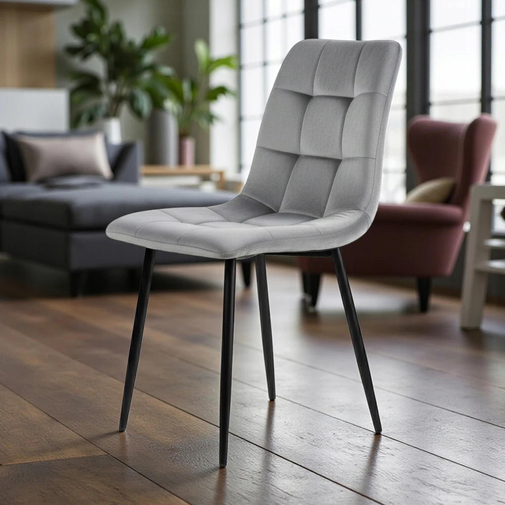 Artseries Minkštas Velvet Chair Pilkas Squares Velvet Glamour Scandinavian