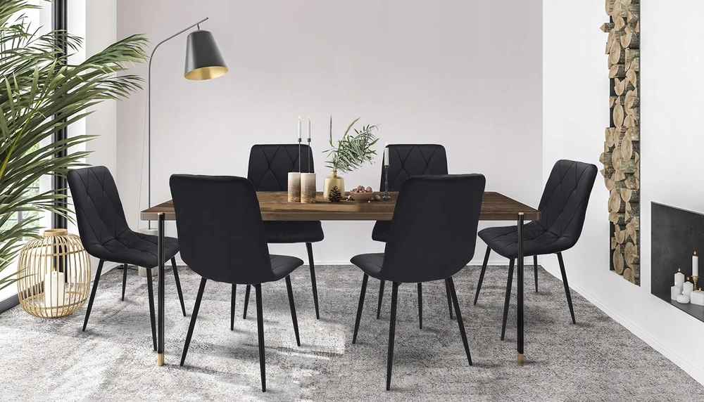 MINŠTA dygsniuota KĖDĖ VELVET aksominė moderni PIADO juoda JUMIhome