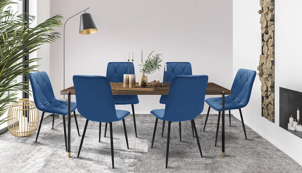 MINŠTA dygsniuota VELVET KĖDĖ moderni PIADO tamsiai mėlyna JUMIhome