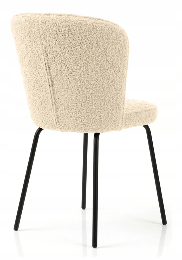 MINŠTA KĖDĖ LUGANO| Smėlio spalvos boucle audinys| Juodos modernios kojos