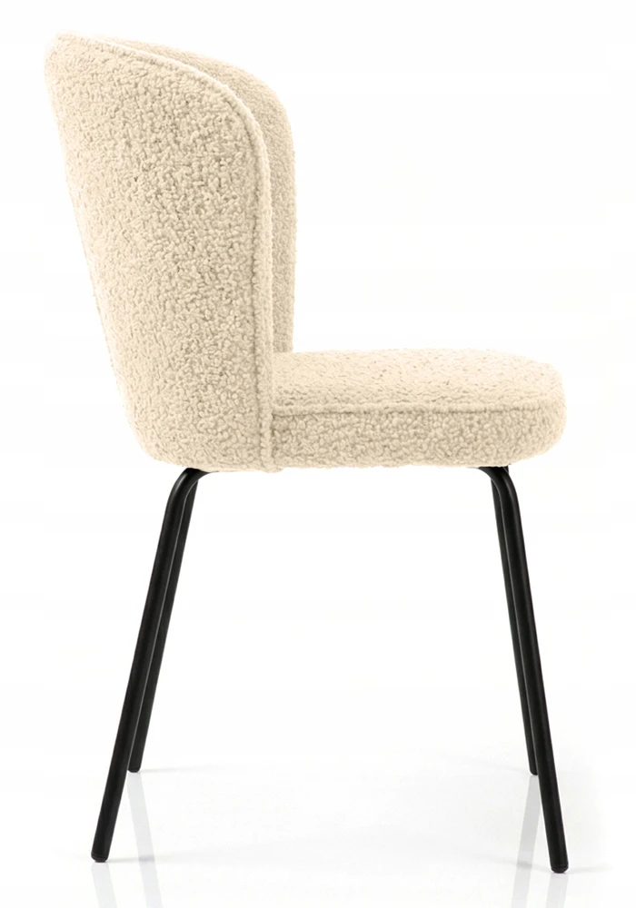 MINŠTA KĖDĖ LUGANO| Smėlio spalvos boucle audinys| Juodos modernios kojos