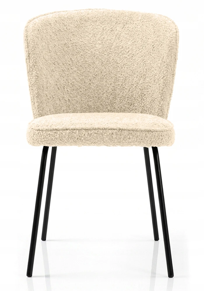 MINŠTA KĖDĖ LUGANO| Smėlio spalvos boucle audinys| Juodos modernios kojos