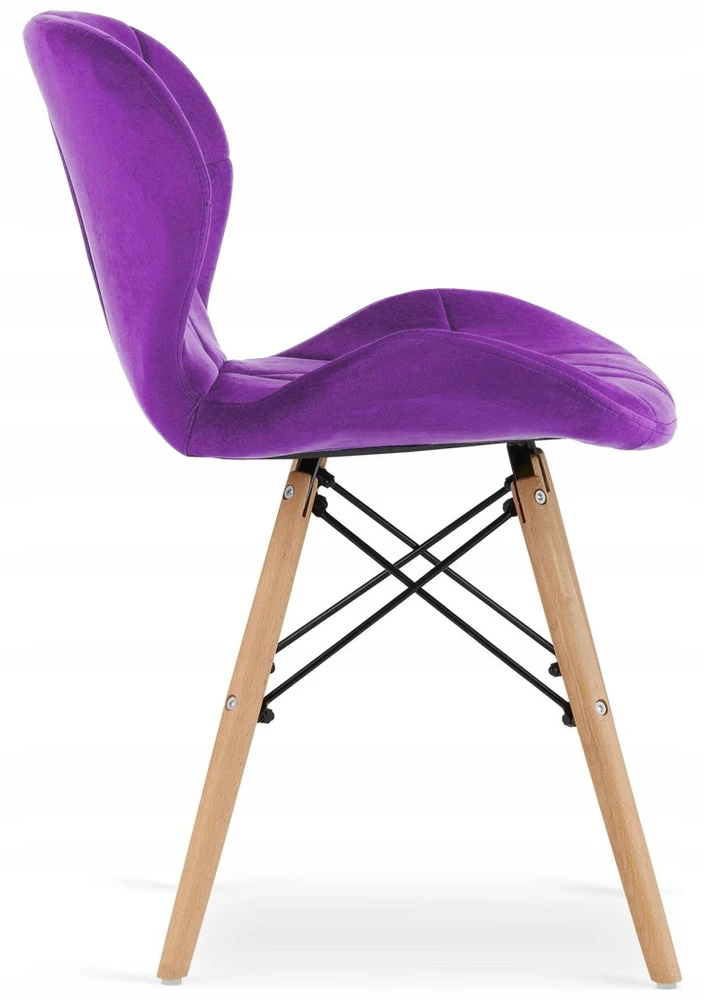 MINŠTA KĖDĖ LUGANO| Violetinis aksomas| Šiuolaikinės medinės kojos