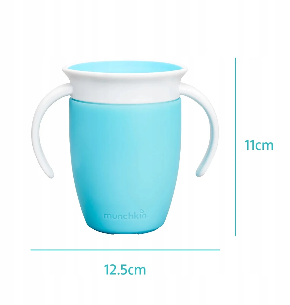 Miracle 360 ​​treniruočių puodelis su rankenėlėmis 207ml munchkin žalias mėlynas