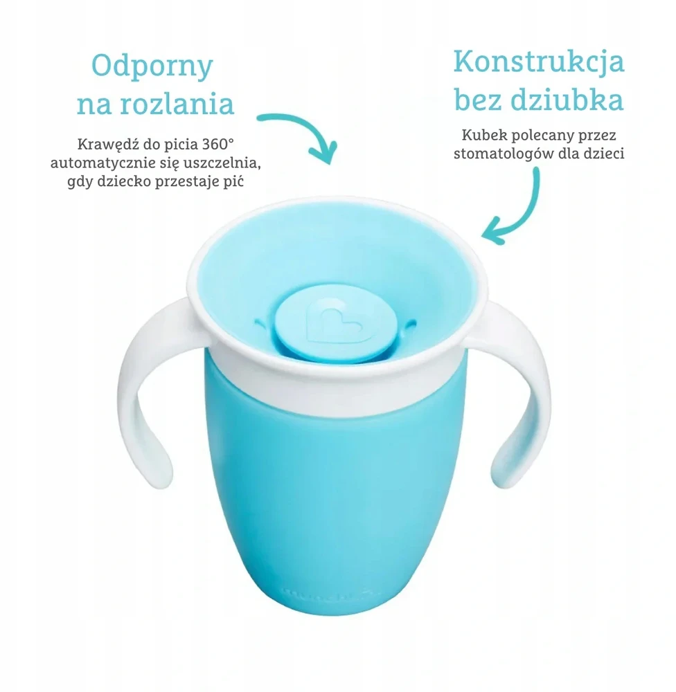 Miracle 360 ​​treniruočių puodelis su rankenėlėmis 207ml munchkin žalias mėlynas