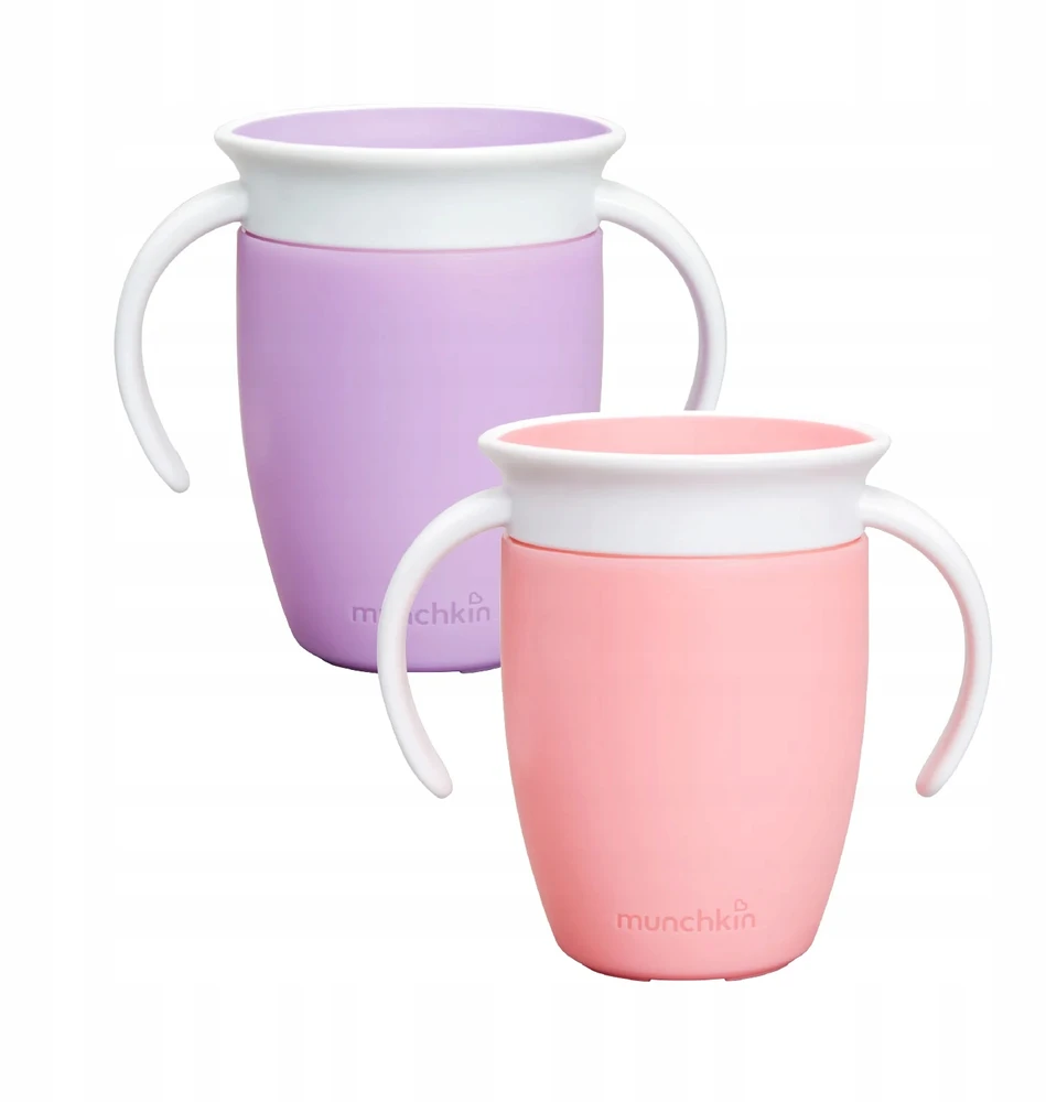Miracle 360 ​​treniruočių puodelis su rankenėlėmis 207ml munchkin purpurinė/rožinė