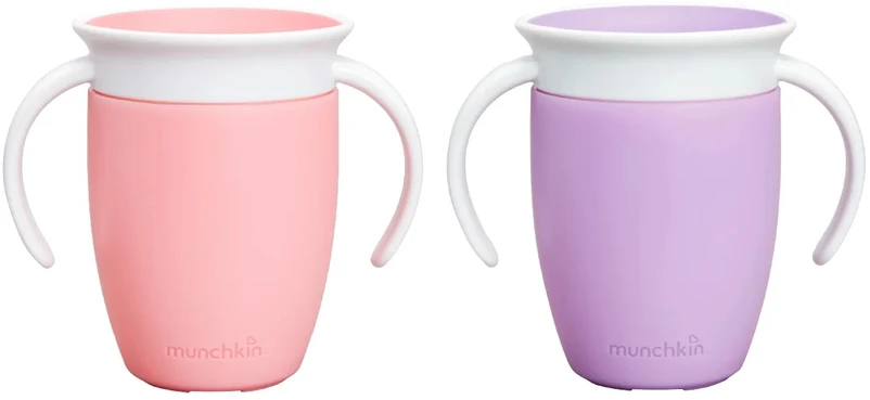 Miracle 360 ​​treniruočių puodelis su rankenėlėmis 207ml munchkin purpurinė/rožinė