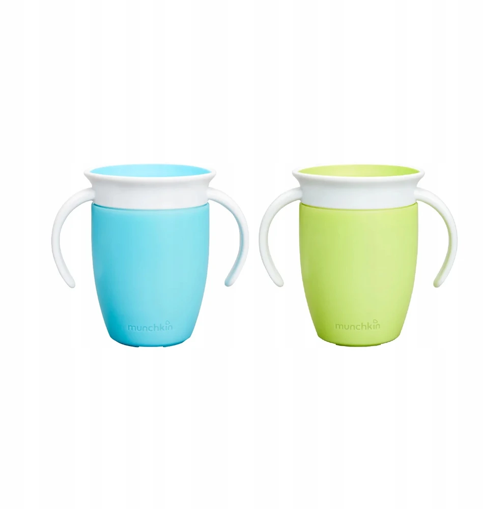 Miracle 360 ​​treniruočių puodelis su rankenėlėmis 207ml munchkin žalias mėlynas