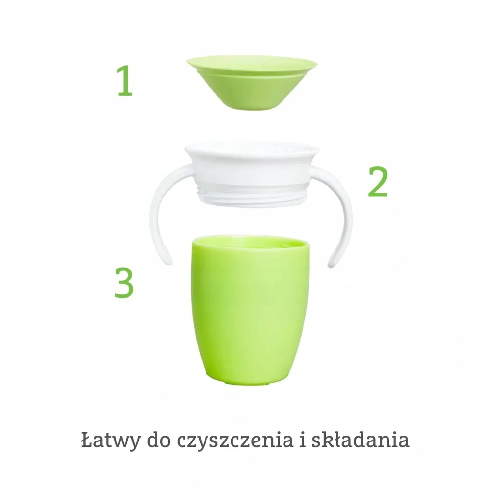 Miracle 360 ​​treniruočių puodelis su rankenėlėmis 207ml munchkin žalias mėlynas